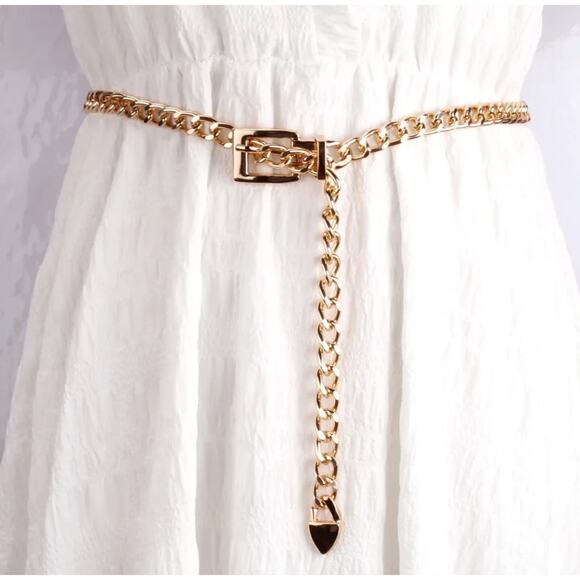 Gold or Silver Chainlink Belt Trendy Versatile Adjustable Glam Boho NWT - Picture 3 of 7